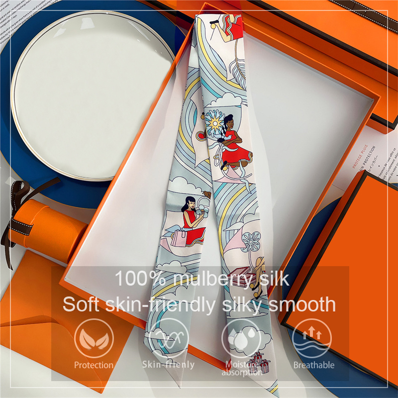 Scarf Silk Neck - Szalik damski 100% jedwabiu morwowego do