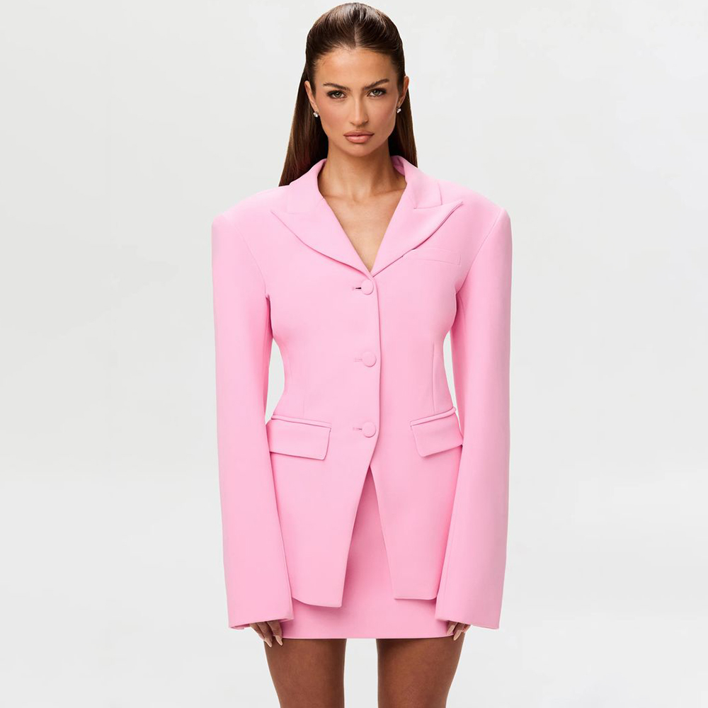 Women'S Formal Wear Jackets - Żywy Różowy Damski Zestaw Dwuczęściowy: Marynarka