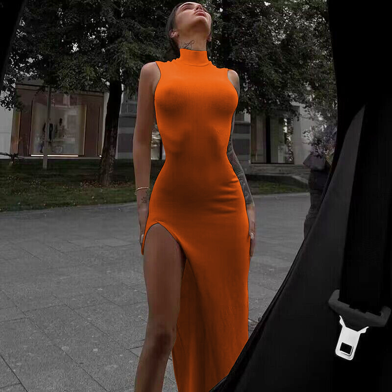 Formal Wear For Women Xl - Y2k Bez rękawów Pomarańczowe Sukienki Damskie
