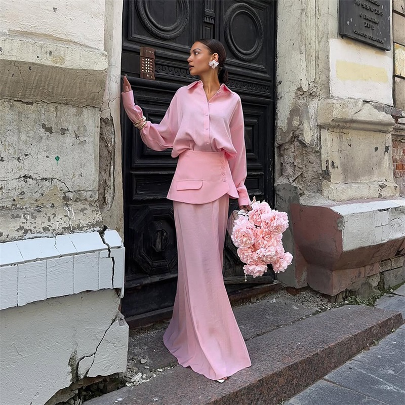 Jesienny Różowo-Czarny Damski  – Women Formal Party Wear Dress recenzja i cena