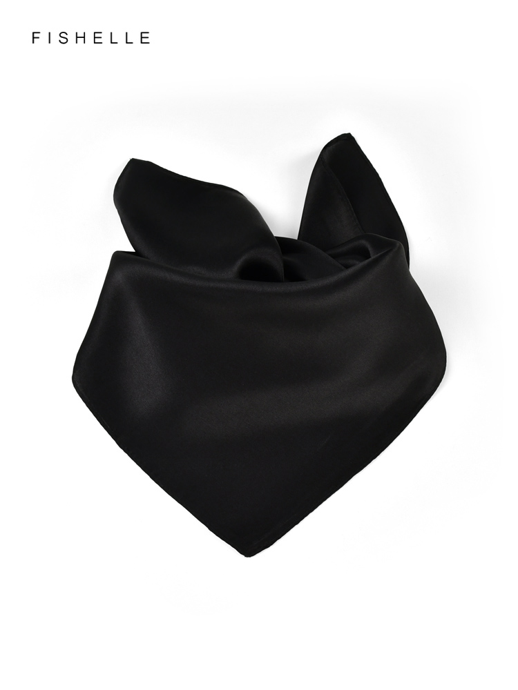 Jednolity kolor czarny czysty  – Scarf Silk Neck recenzja i cena