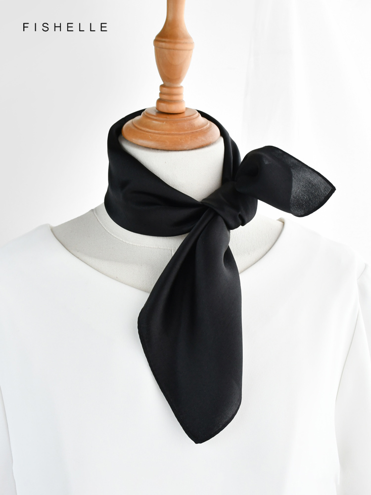 Jednolity kolor czarny czysty  – Scarf Silk Neck recenzja i cena