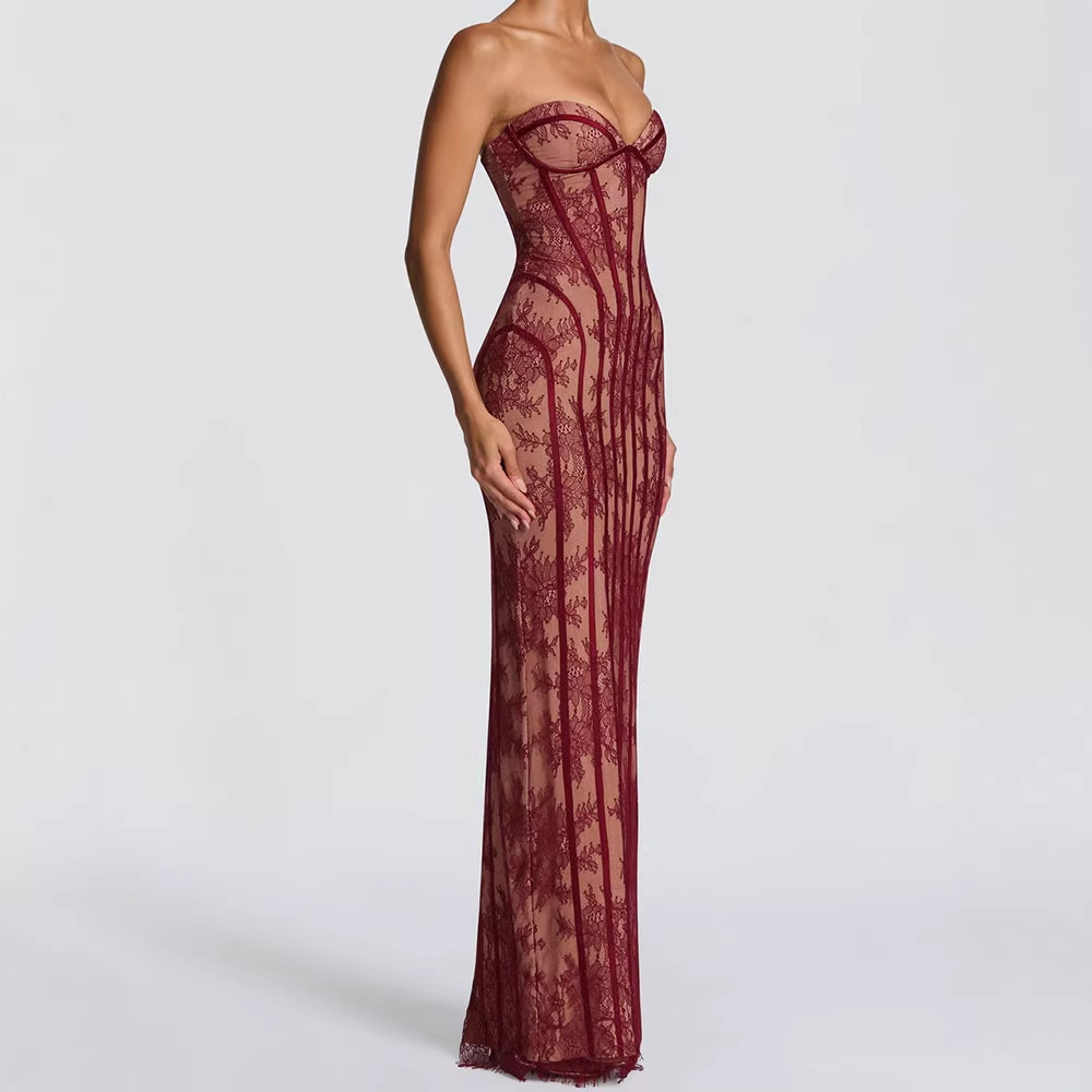 Sukienka maxi bez ramiączek, o – Women Formal Party Wear Dress recenzja i cena