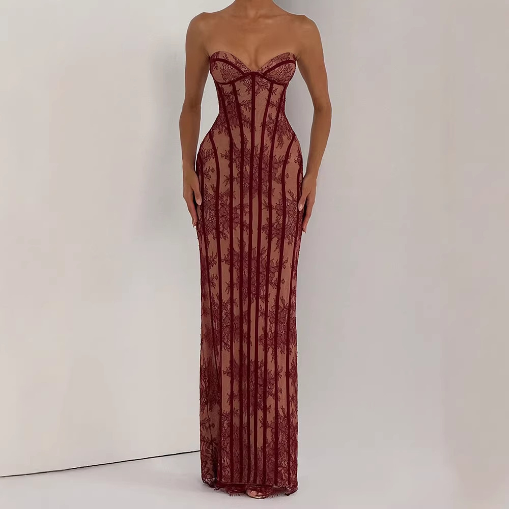 Sukienka maxi bez ramiączek, o – Women Formal Party Wear Dress recenzja i cena