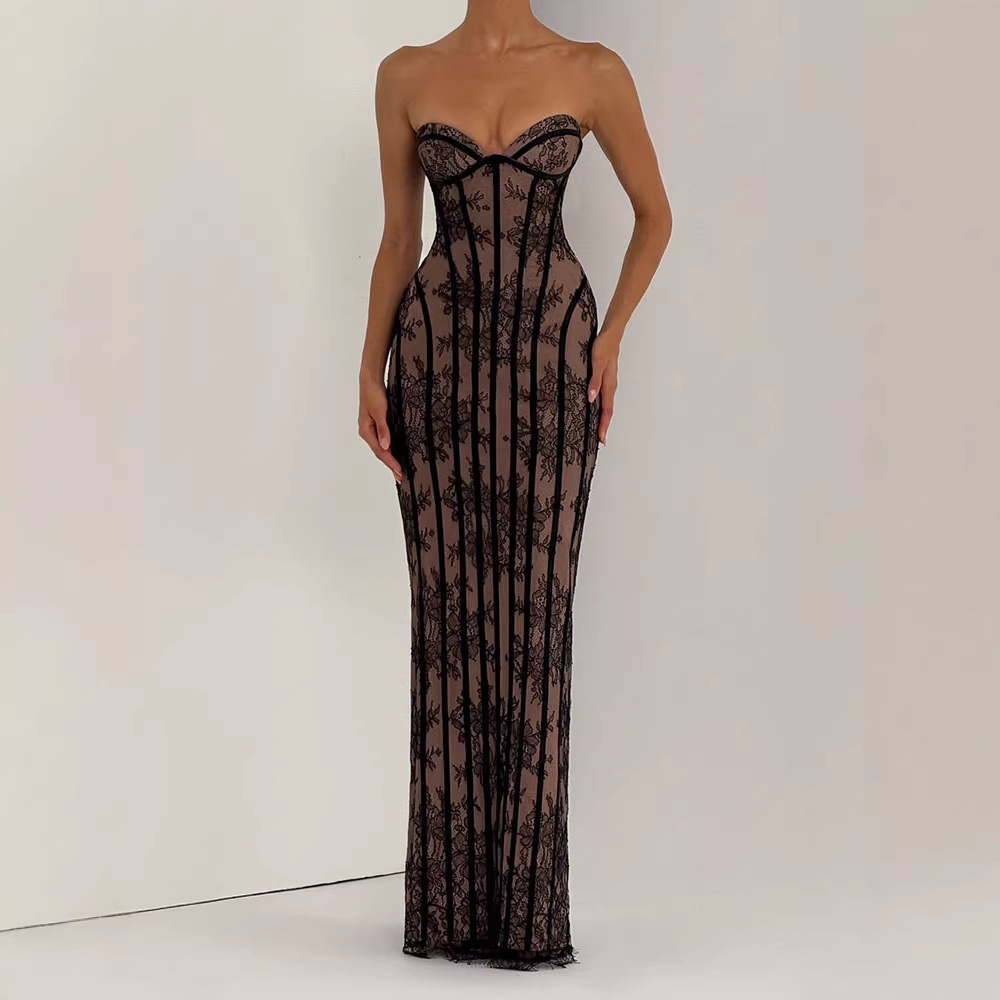 Sukienka maxi bez ramiączek, o – Women Formal Party Wear Dress recenzja i cena